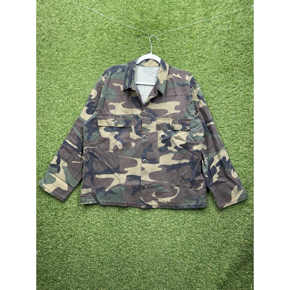 Vintage Army Trouser Shirt Mens Large Button Up 1980s 80s True V Camo Camouflage